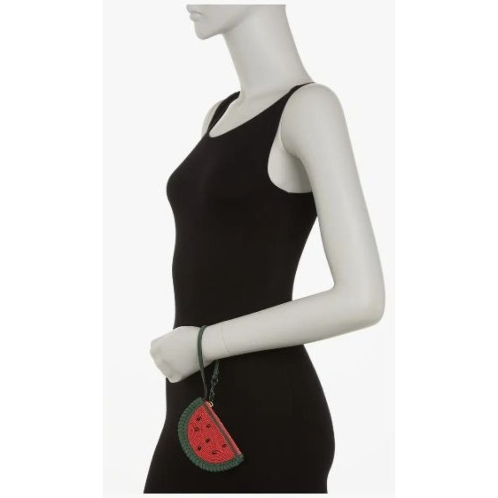 SOLD Tory Burch Womens Red Watermelon Leather Beaded Wristlet Coin Purse Bag NWT - Picture 2 of 10